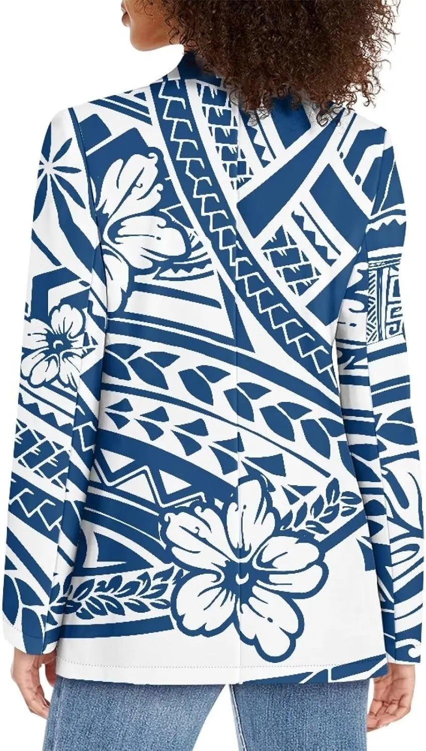 Polynesian Tribal Clothing Samoa Women's Puletasi Blazer Work Offic Blazer Jackets with Pockets Plus Size Blazer