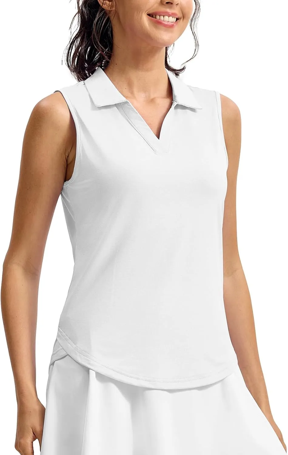 Rdruko Women's Sleeveless Golf Polo Shirts V-Neck Collared Tennis Quick Dry UPF 50  Lightweight Athletic Tank Tops