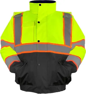 Safety Bomber Jackets for Men, High Visibility Reflective Jacket Fleece Liner Jacket with Pockets,Winter ANSI/ISEA