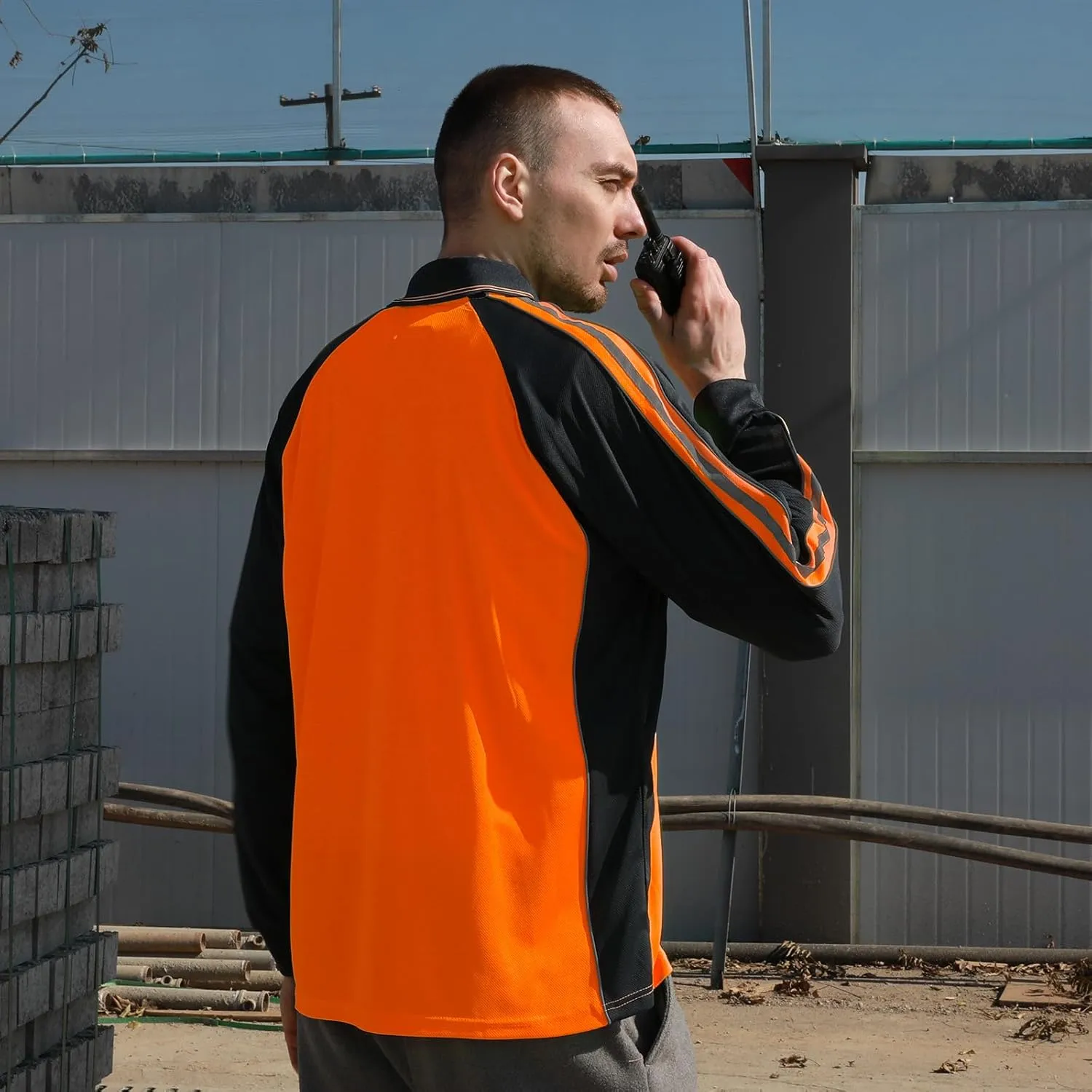 Safety Shirt High Visibility Short Long Sleeve Reflective Polo Shirts, Work T Shirts for Men Construction