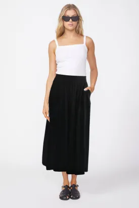 Stateside Linen Double Slit Maxi Skirt in Black
