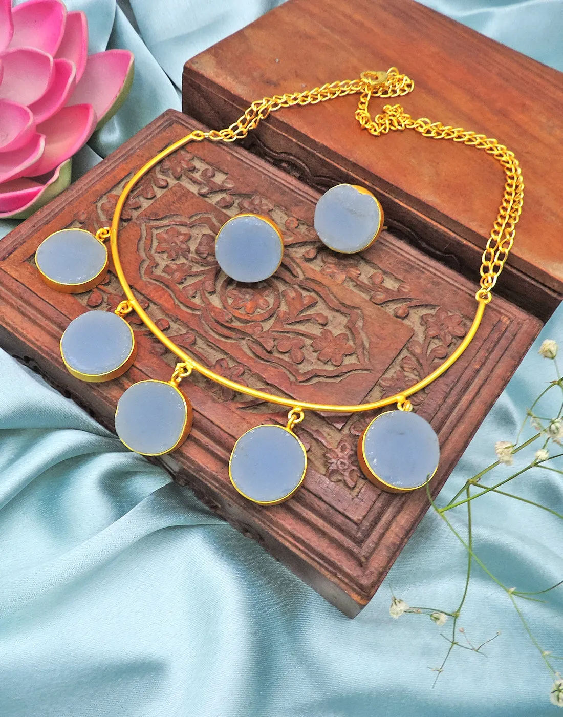 Stone Earrings (Blue Onyx)