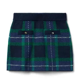 Tartan Sweater Skirt - Dark Marine Tartan