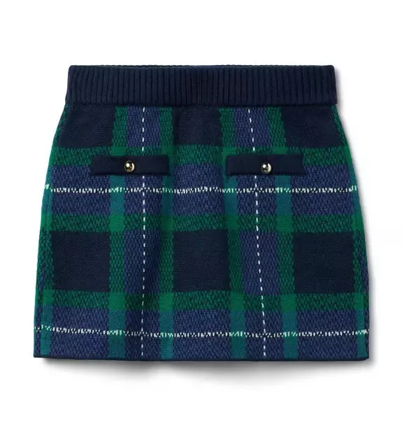Tartan Sweater Skirt - Dark Marine Tartan
