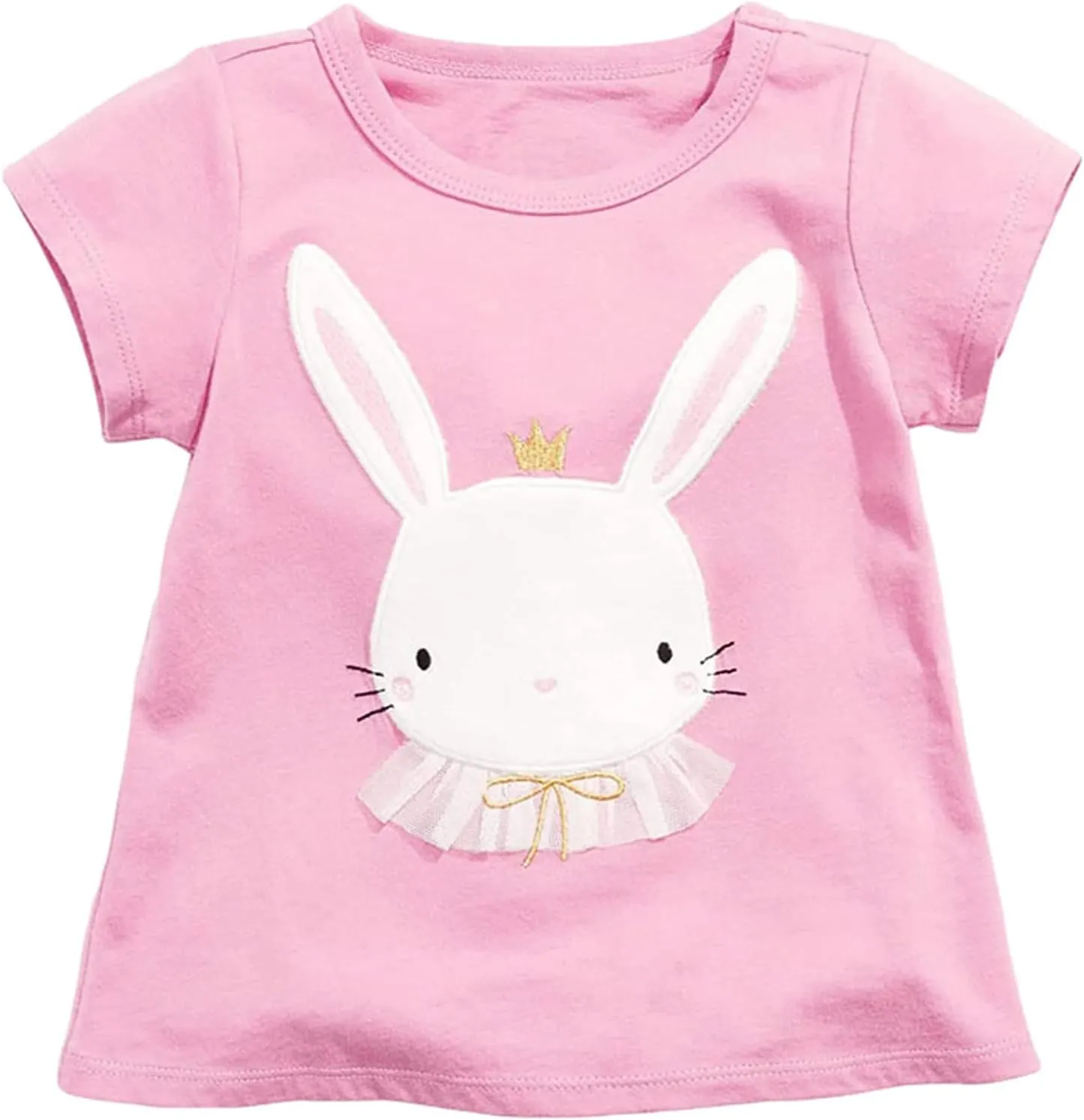 Toddler Girls Bunny Shirts Ruffle Short Sleeve Baby Easter T-Shirt Cotton Cute Tank Tees Tops 1-7 Years
