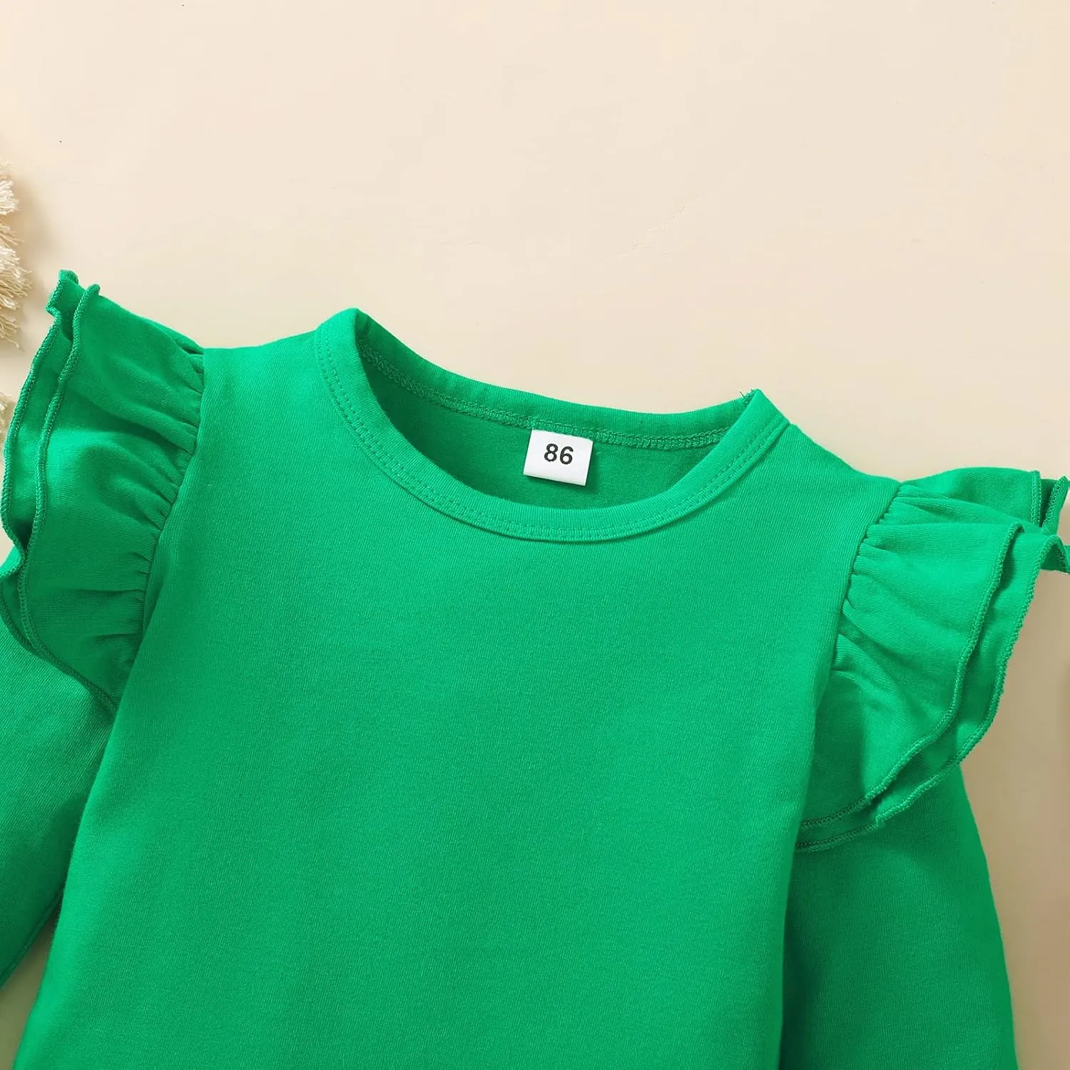 Toddler Girls Solid Color T-Shirt Kids Blouse Plain Ruffle Sleeve Top Baby Girl Cotton Casual Clothes