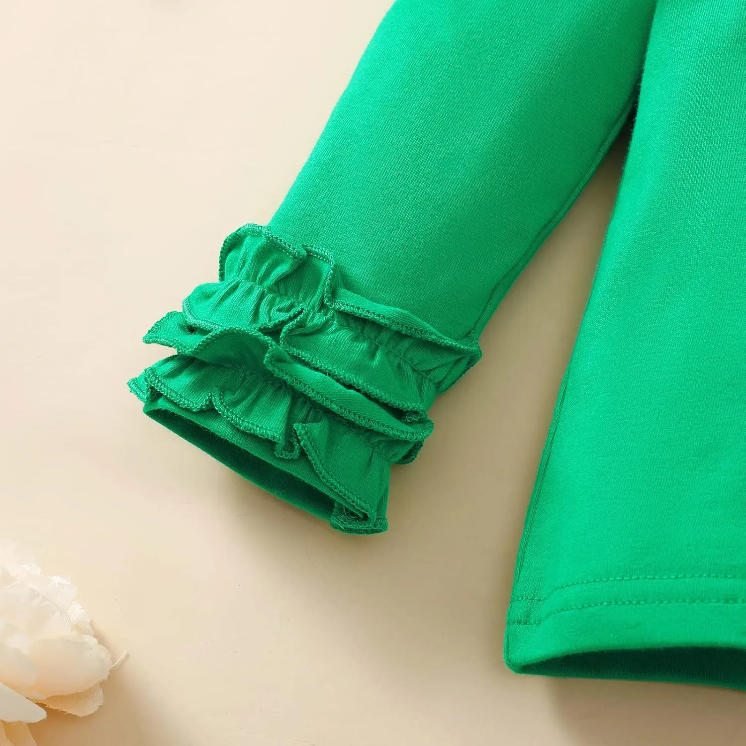 Toddler Girls Solid Color T-Shirt Kids Blouse Plain Ruffle Sleeve Top Baby Girl Cotton Casual Clothes