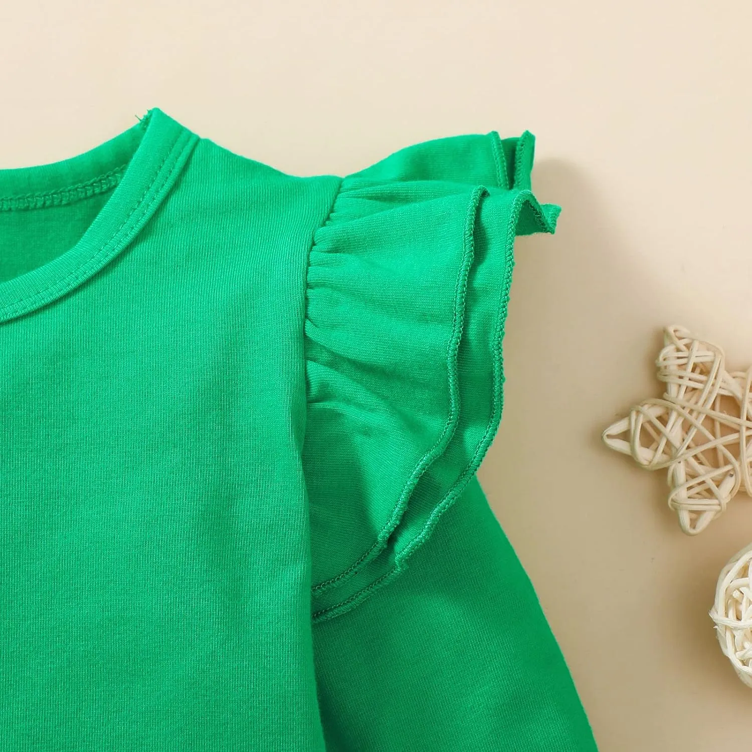 Toddler Girls Solid Color T-Shirt Kids Blouse Plain Ruffle Sleeve Top Baby Girl Cotton Casual Clothes