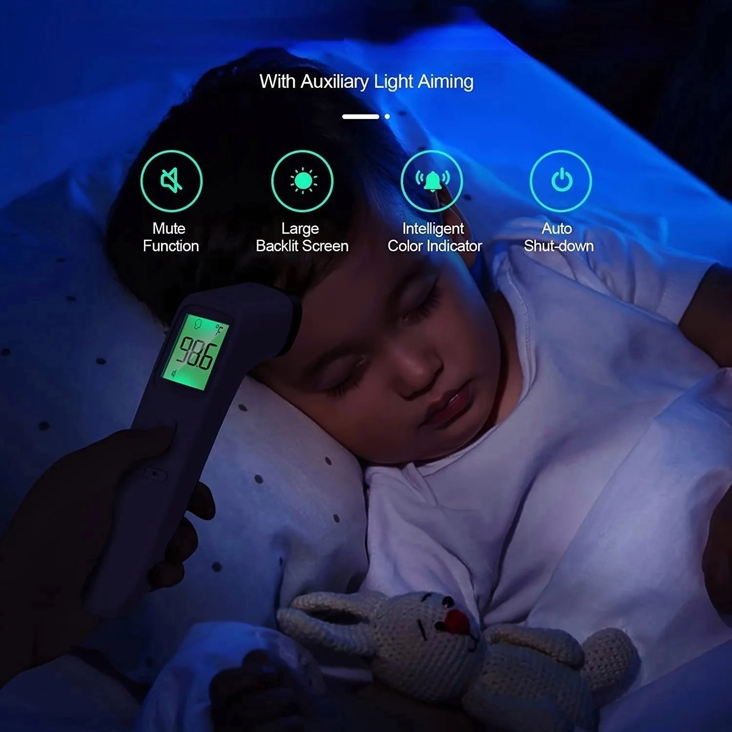 Touchless Forehead Thermometer with Digital LCD Display, Fever Alarm, and Instant Readings