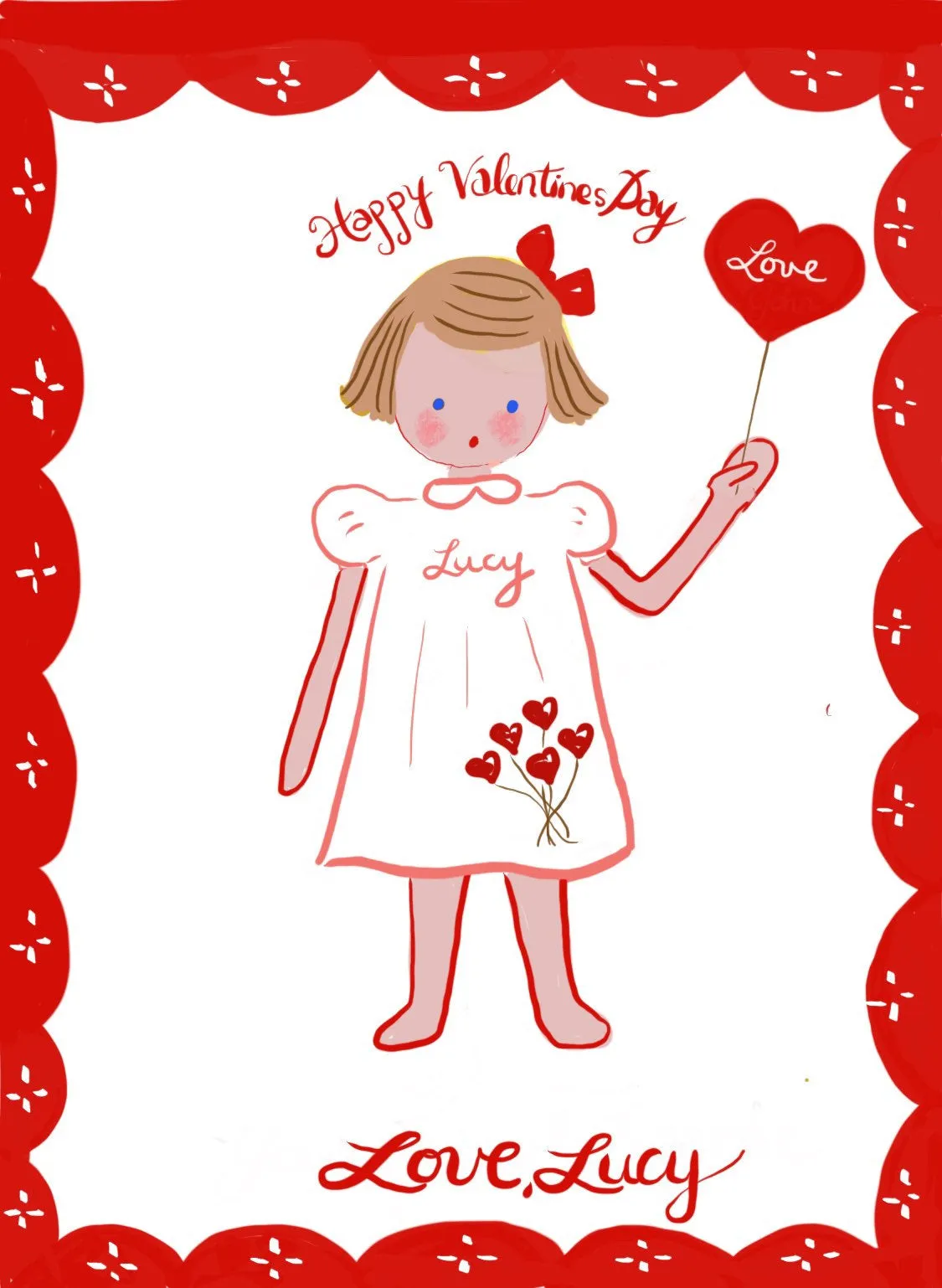 Valentine Cards - Girl in White Dress