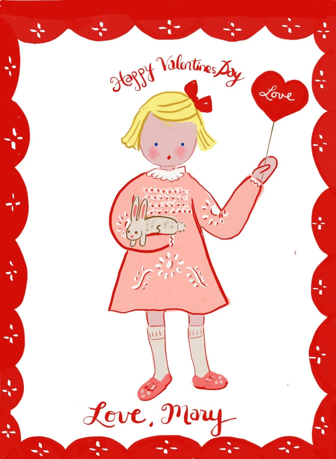 Valentine Cards - Girl in White Dress