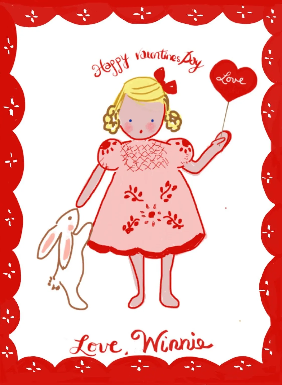 Valentine Cards - Girl in White Dress