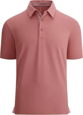 WARHORSEE Mens Golf Shirt Short Sleeve Striped Golf Polo Shirts for Men Moisture Wicking Performance Dry Fit Polo Shirts