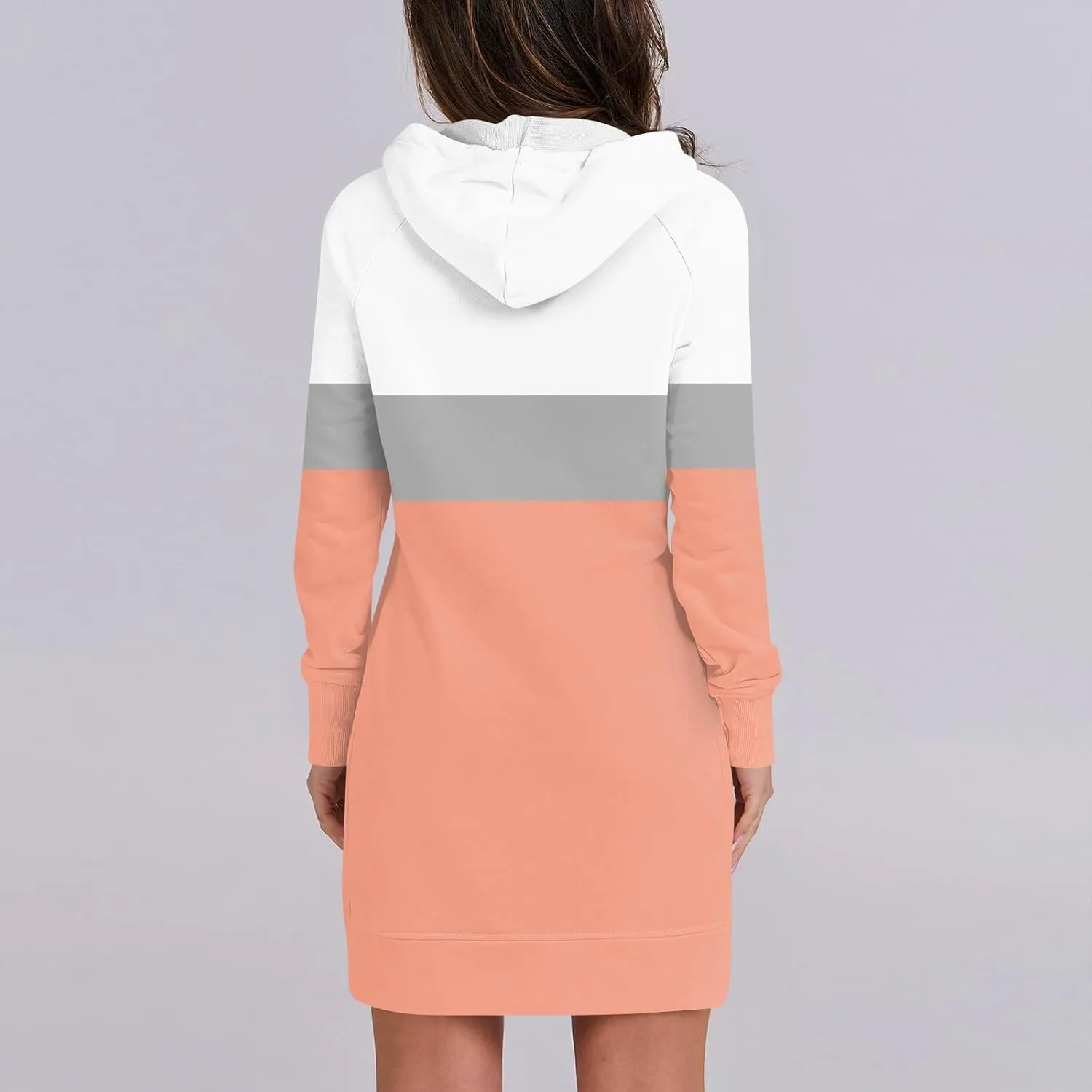 Women's Fall Flower Print Long Sleeve Tops Round Neck Patchwork Sweatshirt Casual Raglan Sleeve Hooded Dress 2024