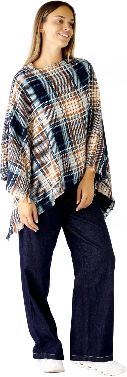 Women's Shawl Wrap Poncho Ruana Cape Cardigan Sweater Open Front for Fall Winter Spring