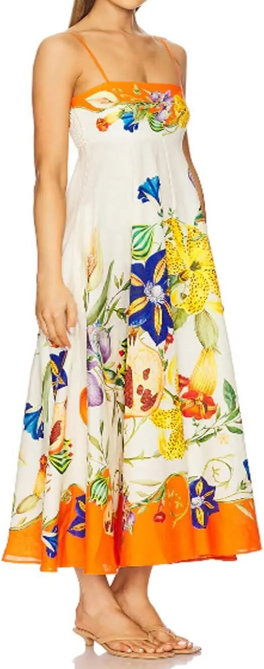 Womens Slip Boho Long Dresses Floral Spaghetti Strap Maxi Dress Summer Beach Daily Sundress with Plus Size