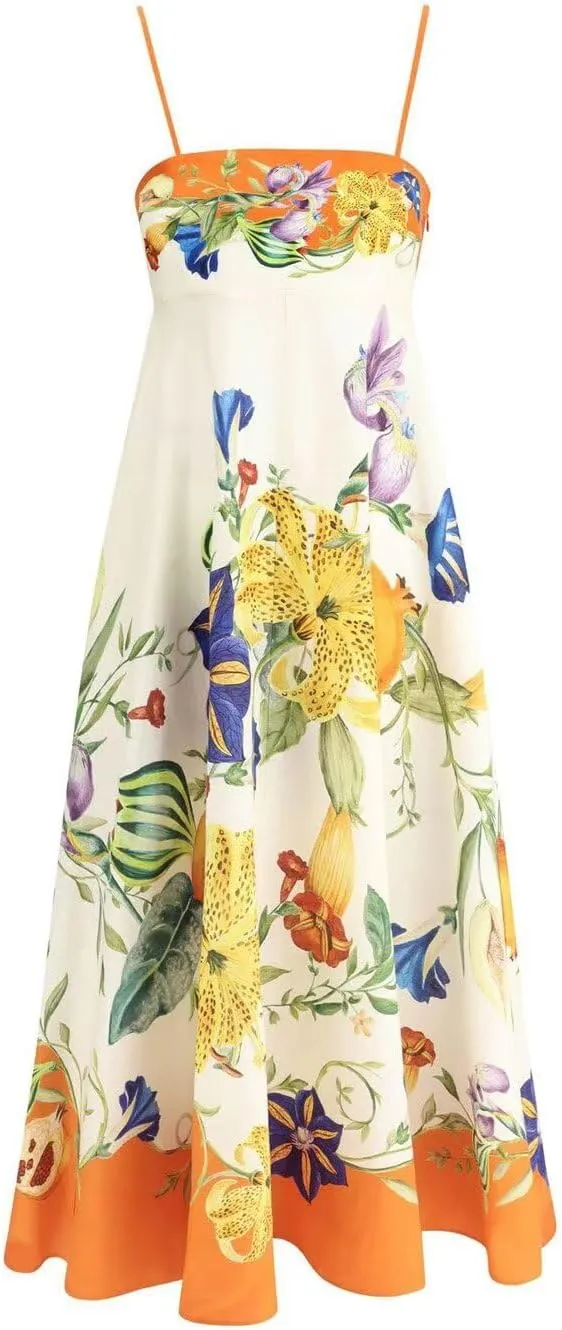 Womens Slip Boho Long Dresses Floral Spaghetti Strap Maxi Dress Summer Beach Daily Sundress with Plus Size