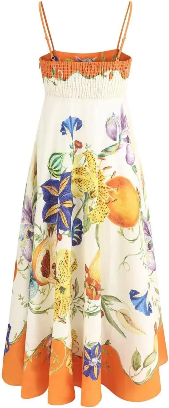 Womens Slip Boho Long Dresses Floral Spaghetti Strap Maxi Dress Summer Beach Daily Sundress with Plus Size