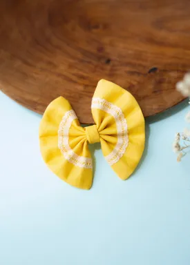 Yellow Flutter Lace Bow for Girls